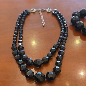 Vintage Black Jet Neckkace